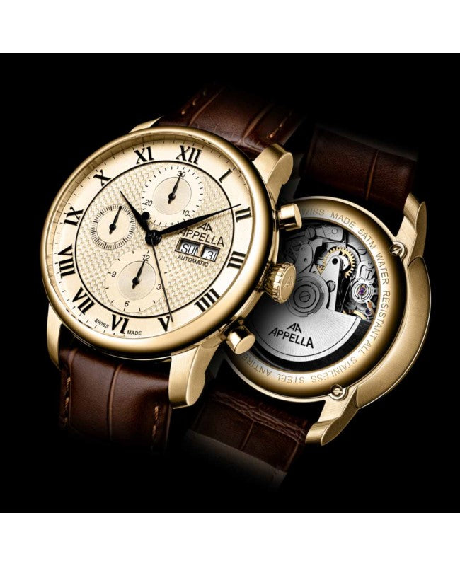 Ceas Appella, L70010.1B31ACH, 42,5 mm, gold, capac spate cu sticlă de safir antireflex