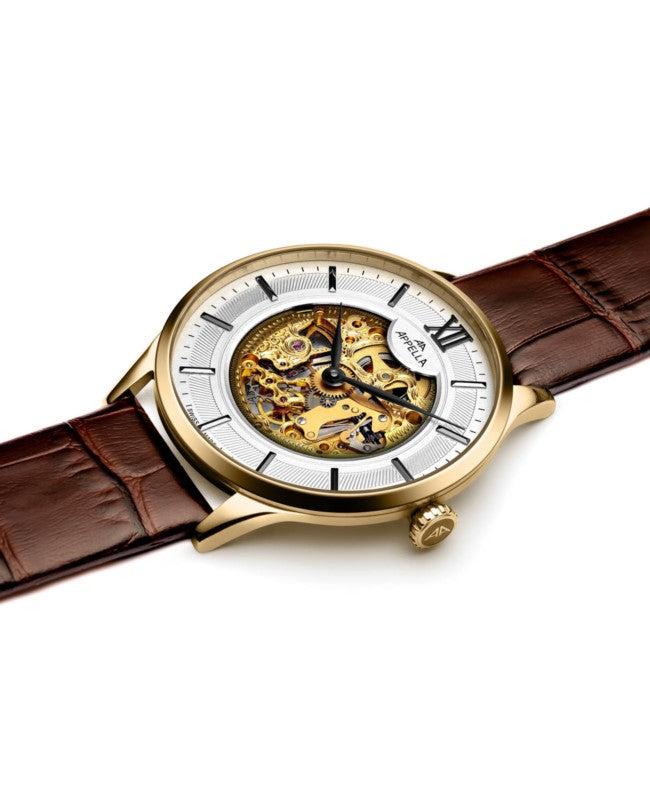 Ceas Appella, L90.1B63SM, 41 mm, gold, capac spate cu sticlă de safir antireflex