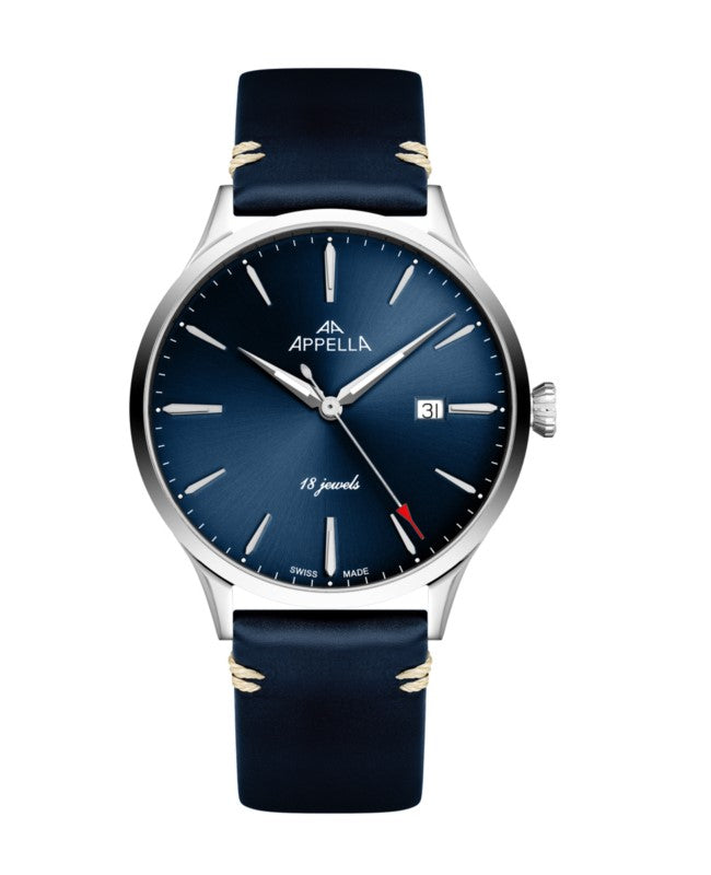 Ceas Appella, L90.5215M, 41 mm, silver, capac spate cu sticlă de safir