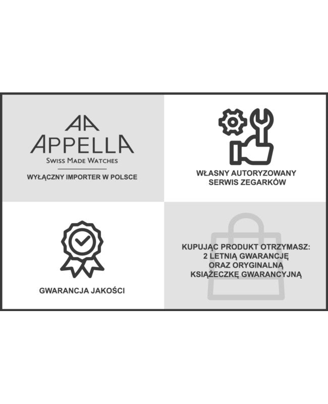 Ceas Appella, L90.5215M, 41 mm, silver, capac spate cu sticlă de safir