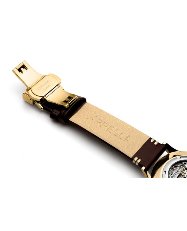 Ceas Appella, L90.1211M, 41 mm, gold, capac spate cu sticlă de safir