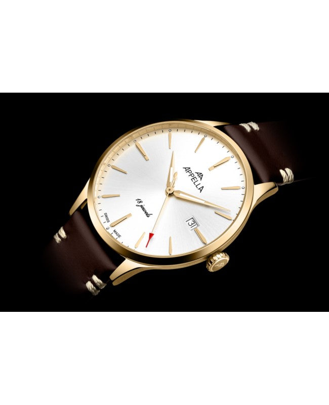 Ceas Appella, L90.1213M, 41 mm, gold, capac spate cu sticlă de safir