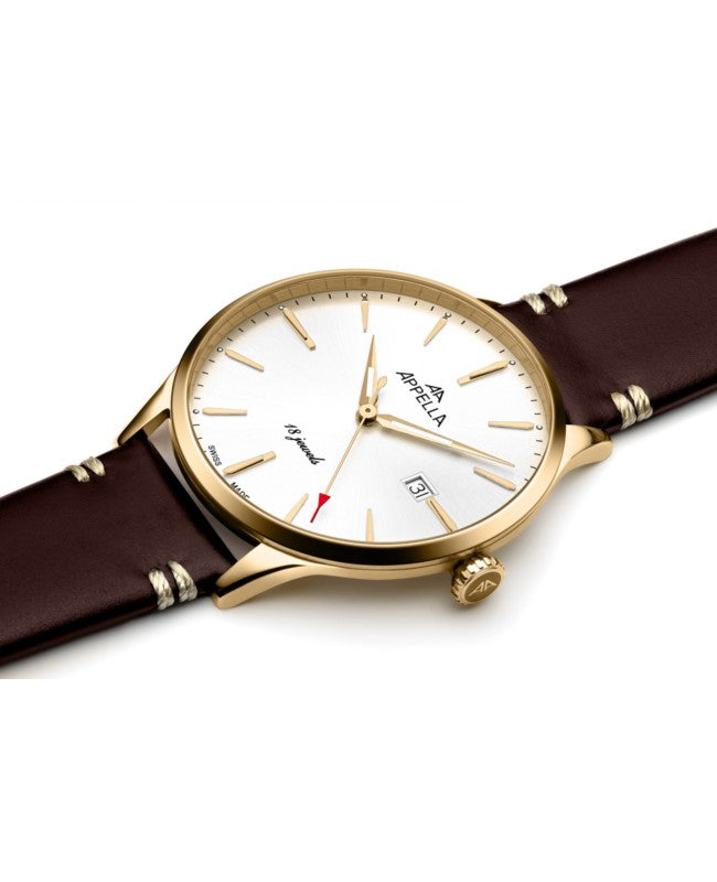 Ceas Appella, L90.1213M, 41 mm, gold, capac spate cu sticlă de safir