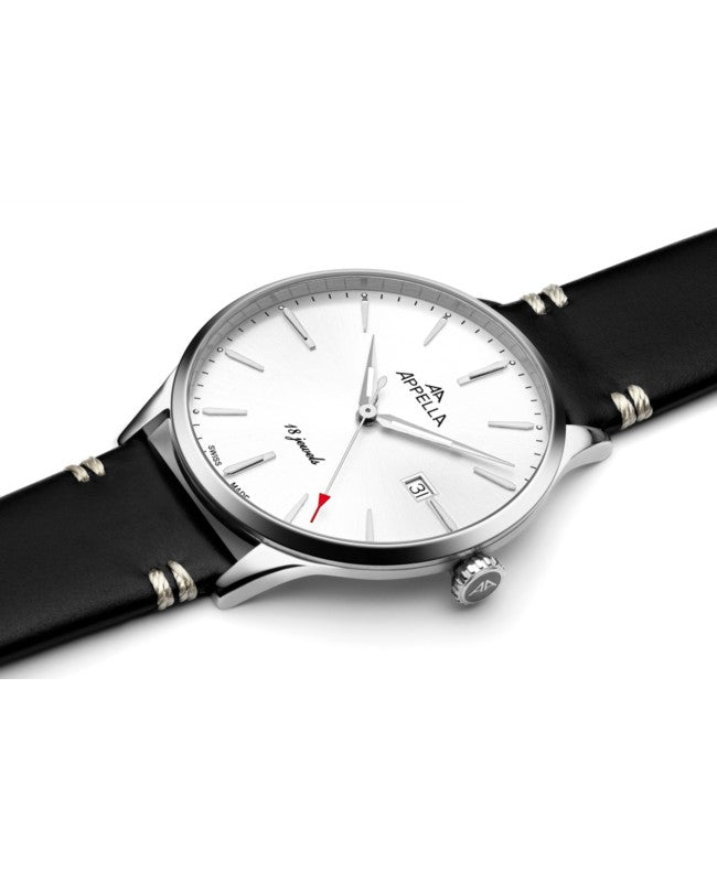Ceas Appella, L90.5213M, 41 mm, silver, capac spate cu sticlă de safir
