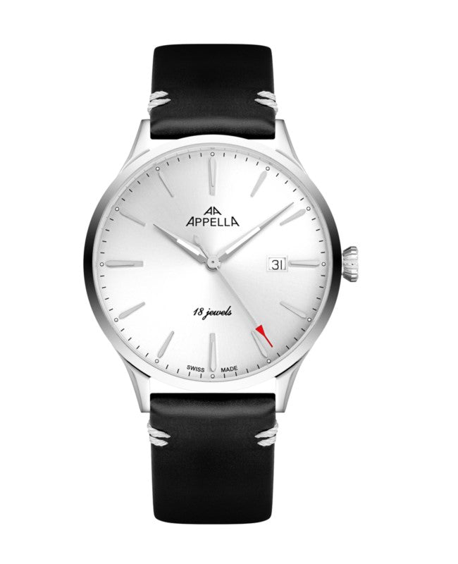 Ceas Appella, L90.5213M, 41 mm, silver, capac spate cu sticlă de safir