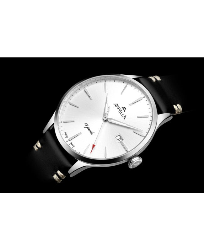Ceas Appella, L90.5213M, 41 mm, silver, capac spate cu sticlă de safir