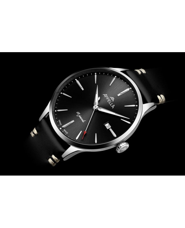Ceas Appella, L90.5214M, 41 mm, silver, capac spate cu sticlă de safir