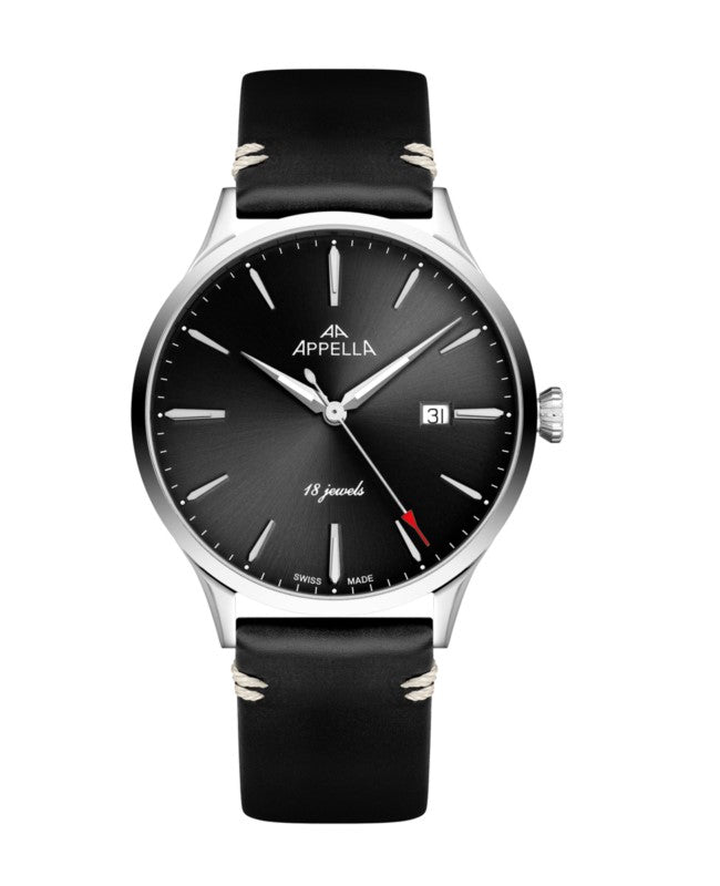 Ceas Appella, L90.5214M, 41 mm, silver, capac spate cu sticlă de safir