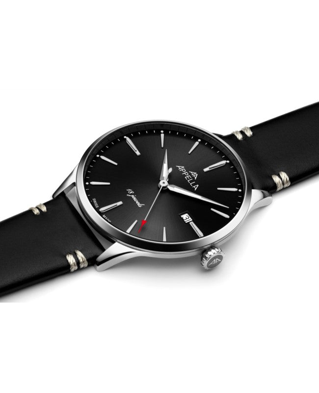 Ceas Appella, L90.5214M, 41 mm, silver, capac spate cu sticlă de safir