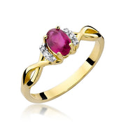 Inel Aur 14K cu Rubin 0.60 ct si Diamante Naturale 0.05 ct