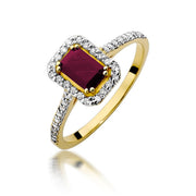 Inel Aur 14K cu Rubin 0.80 ct si Diamante Naturale 0.19 ct