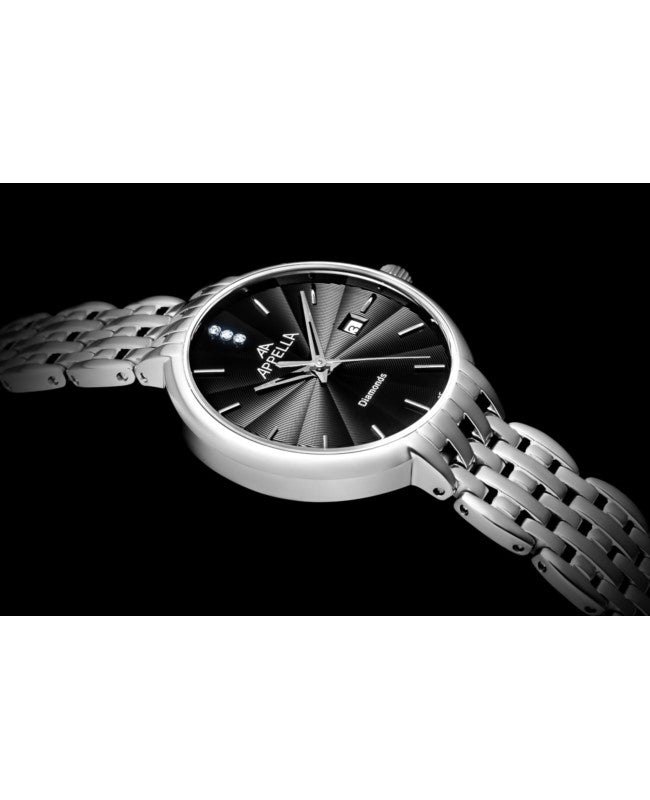 Ceas Appella, L32000.5114DQ, 31 mm, silver, cadran cu diamante (3 pietre)