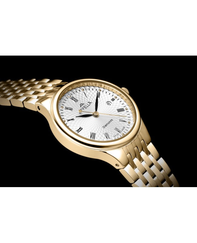 Ceas Appella, L32002.1133DQ, 30 mm, gold, cadran cu diamante (1 piatră)