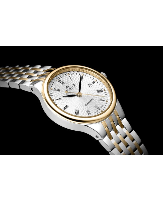 Ceas Appella, L32002.2133DQ, 30 mm, silver - gold, cadran cu diamante (1 piatră)