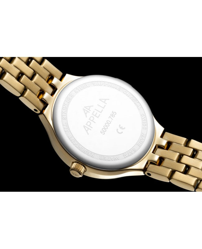 Ceas Appella, L50000.1187DQ, 30 mm, gold, cadran cu diamante (8 pietre)