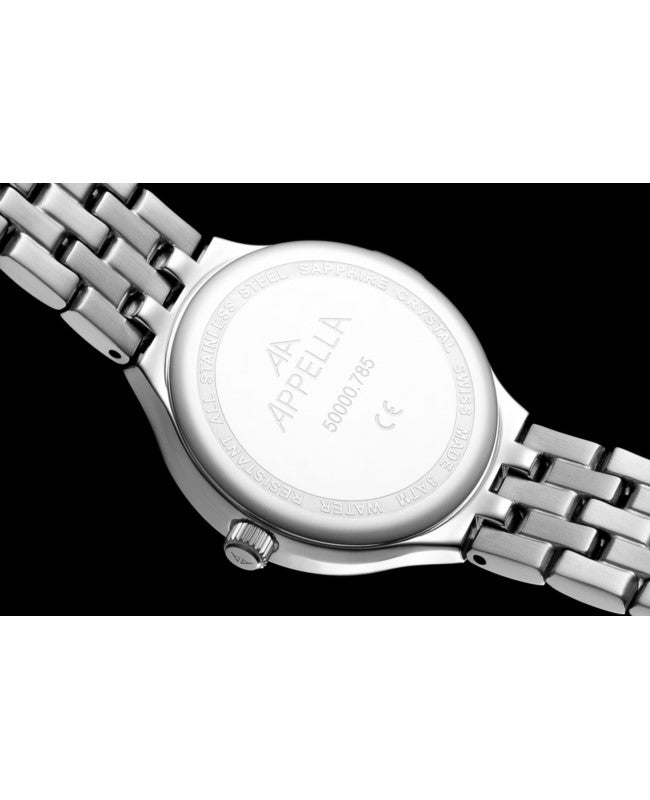 Ceas Appella, L50000.5185DQ, 30 mm, silver, cadran cu diamante (8 pietre)
