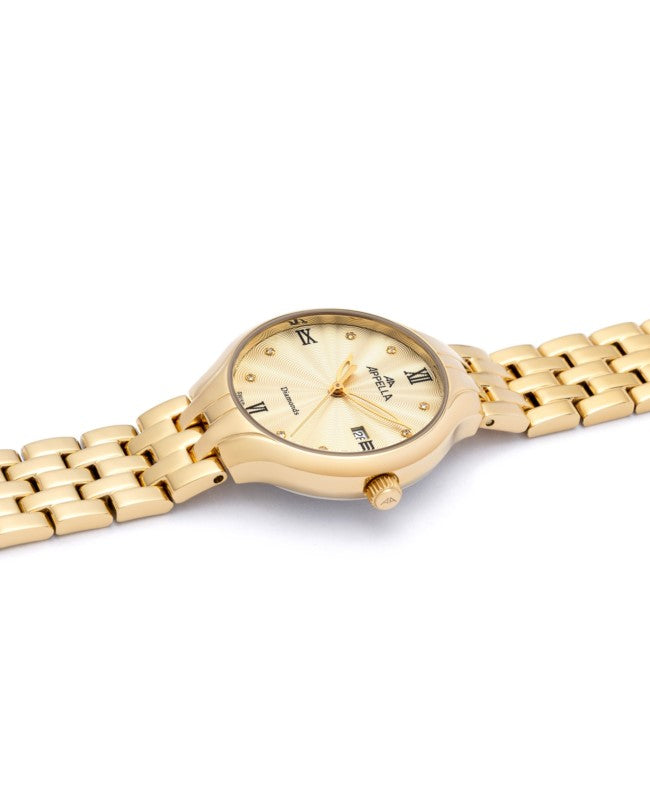 Ceas Appella, L50000.1181DQ, 30 mm, gold, cadran cu diamante (8 pietre)
