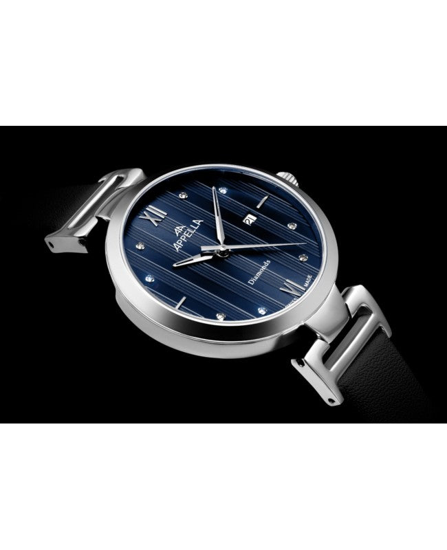 Ceas Appella, L50001.5285DQ, 32 mm, silver, cadran cu diamante (8 pietre)