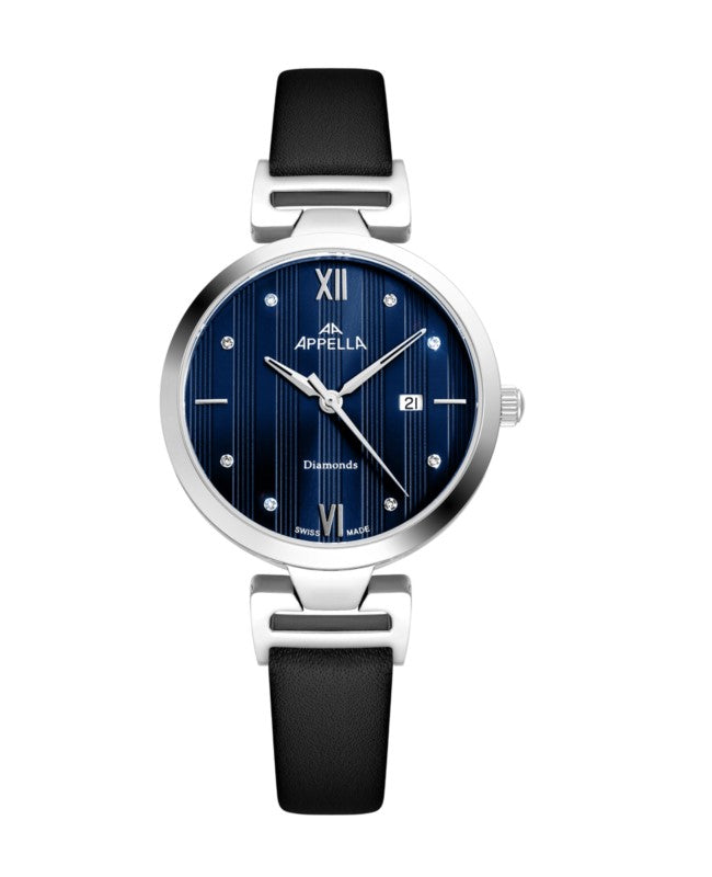 Ceas Appella, L50001.5285DQ, 32 mm, silver, cadran cu diamante (8 pietre)