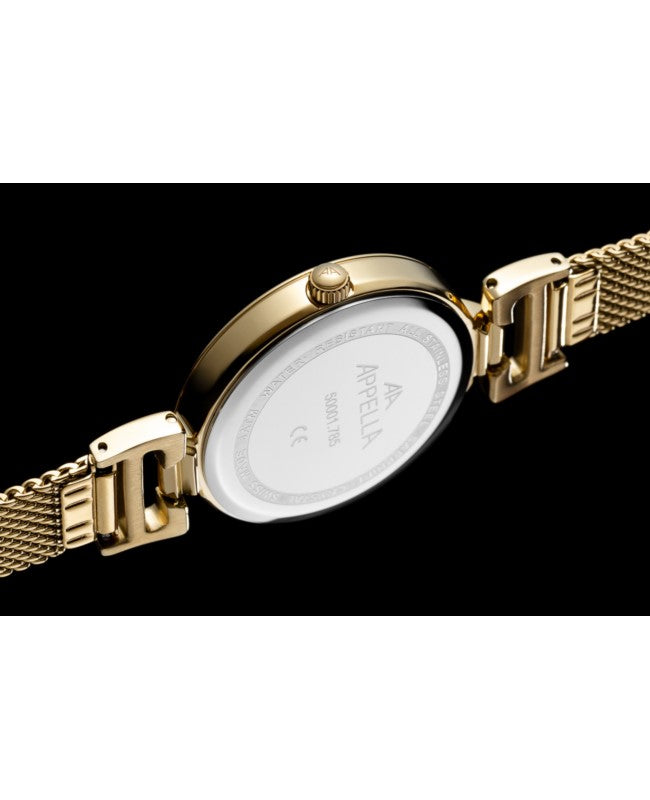 Ceas Appella, L50001.1181DQ, 32 mm, gold, cadran cu diamante (8 pietre)