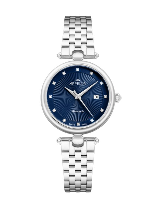 Ceas Appella, L50002.5145DQ, 31 mm, silver, cadran cu diamante (12 pietre)