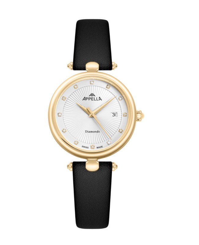 Ceas Appella, L50002.1243DQ, 31 mm, gold, cadran cu diamante (12 pietre)