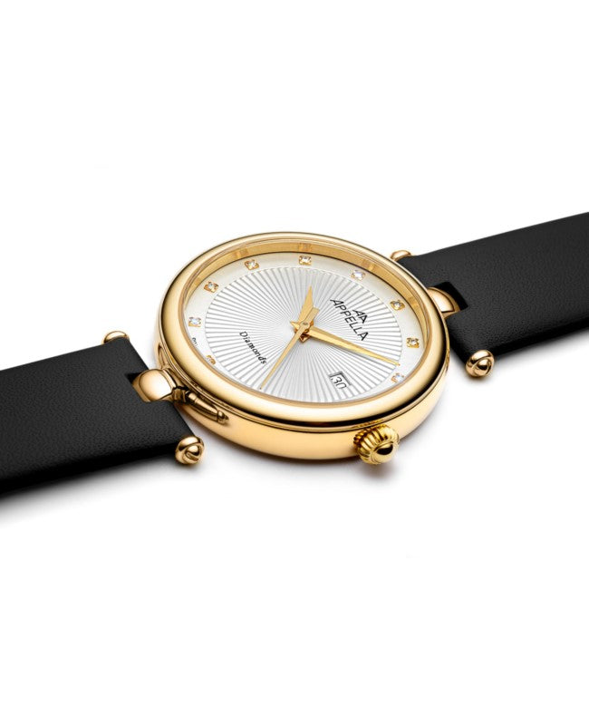 Ceas Appella, L50002.1243DQ, 31 mm, gold, cadran cu diamante (12 pietre)