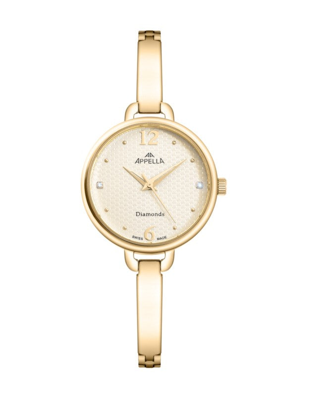 Ceas Appella, L50003.1171DQ, 30 mm, gold, cadran cu diamante (2 pietre)