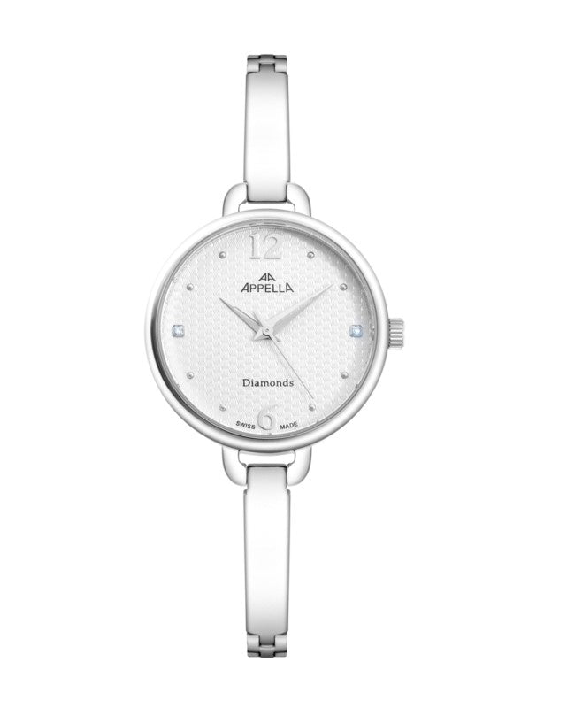 Ceas Appella, L50003.5173DQ, 30 mm, silver, cadran cu diamante (2 pietre)