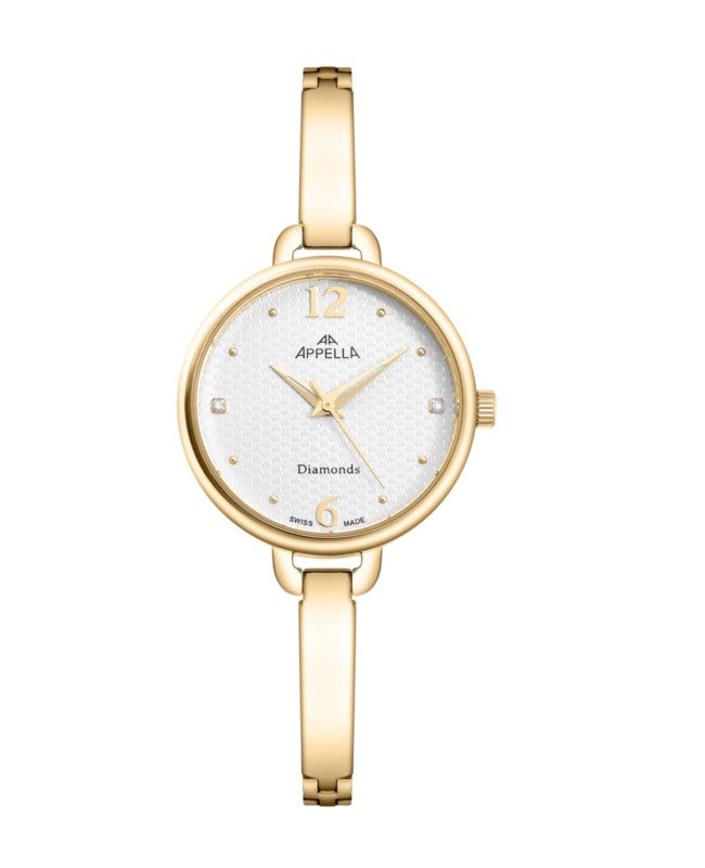 Ceas Appella, L50003.1173DQ, 30 mm, gold, cadran cu diamante (2 pietre)