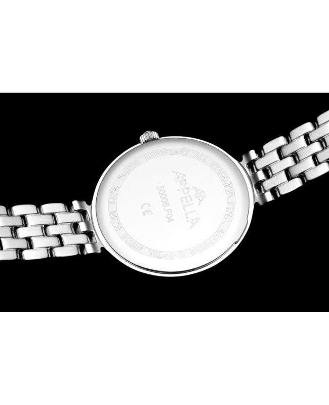 Ceas Appella, L50006.5187DQ, 30 mm, silver, cadran cu diamante (6 pietre)