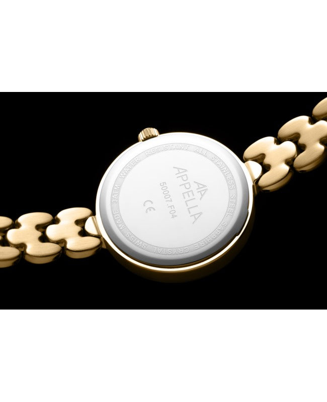 Ceas Appella, L50007.1183DQ, 28 mm, gold, cadran cu diamante (8 pietre)