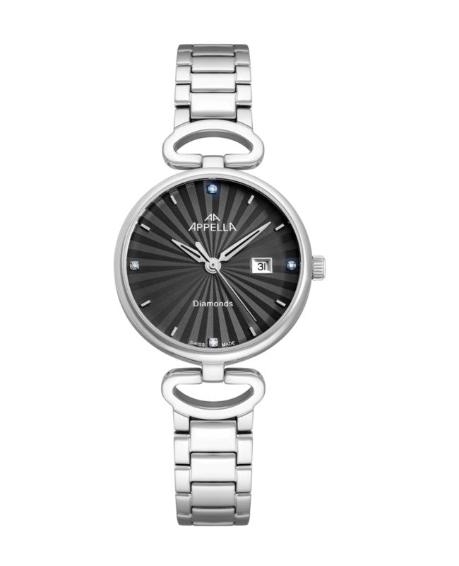 Ceas Appella, L50008.5197DQ, 31 mm, silver, cadran cu diamante (4 pietre)