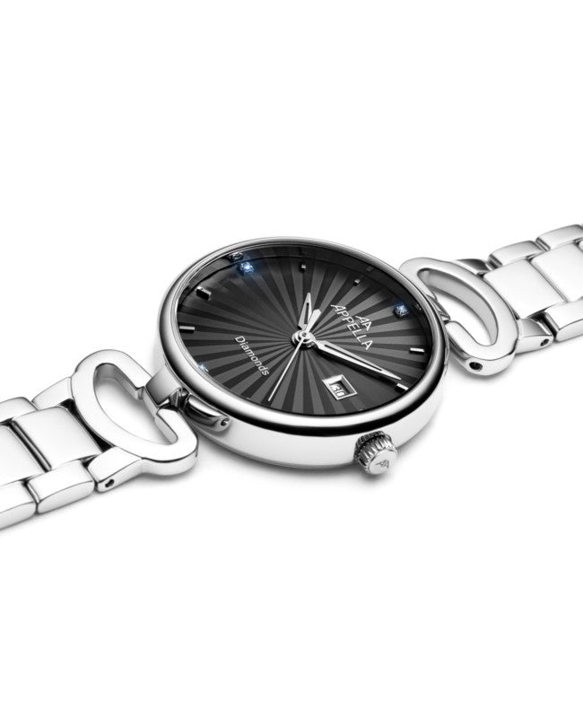Ceas Appella, L50008.5197DQ, 31 mm, silver, cadran cu diamante (4 pietre)