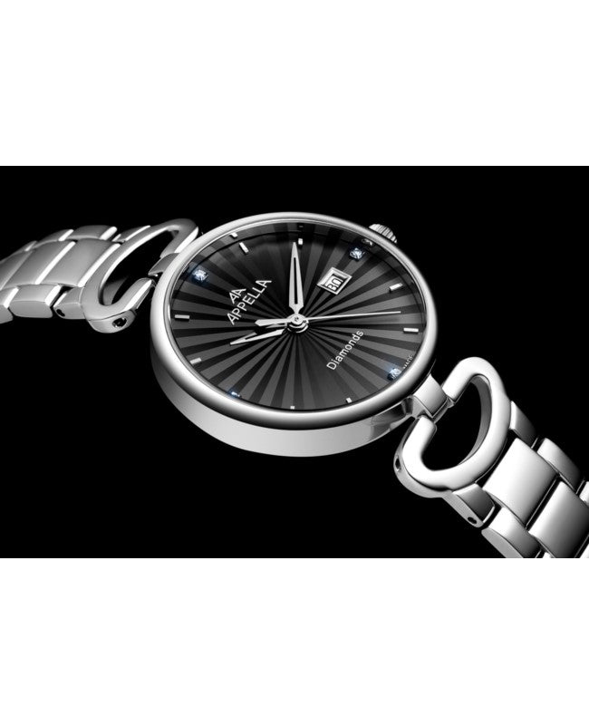 Ceas Appella, L50008.5197DQ, 31 mm, silver, cadran cu diamante (4 pietre)