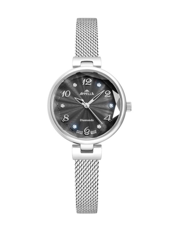 Ceas Appella, L50004.5177DQ, 30 mm, silver, cadran cu diamante (6 pietre)