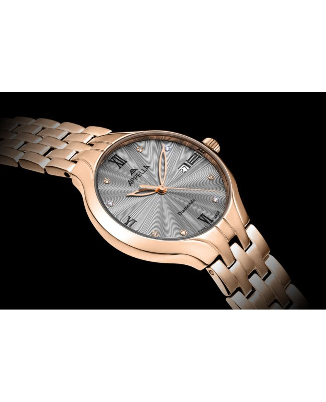 Ceas Appella, L50000.9187DQ, 30 mm, rose gold, cadran cu diamante (8 pietre)