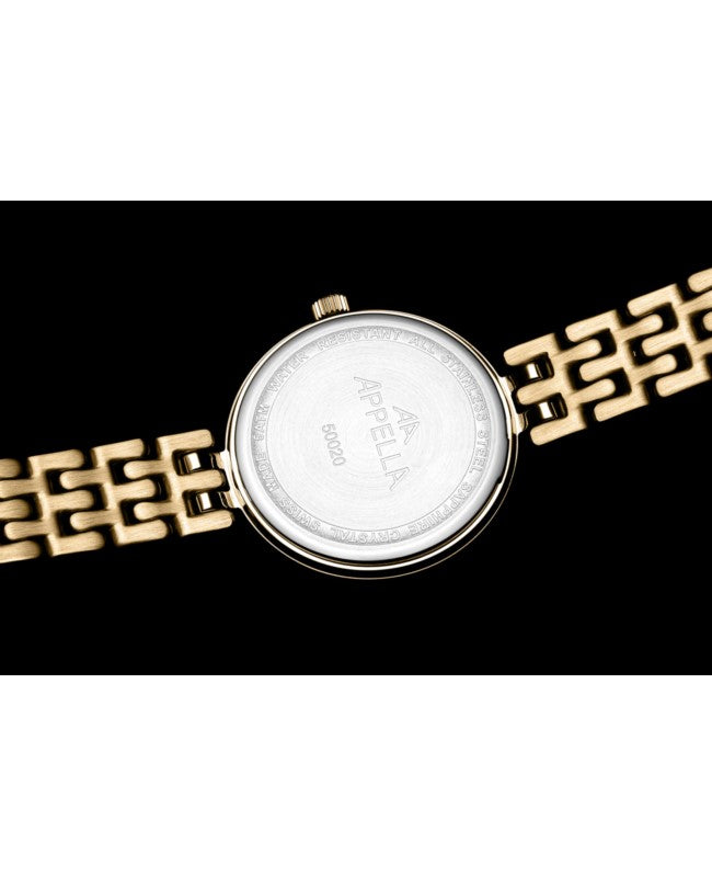 Ceas Appella, L50020.1141DQ, 29 mm, gold, cadran cu diamante (4 pietre)