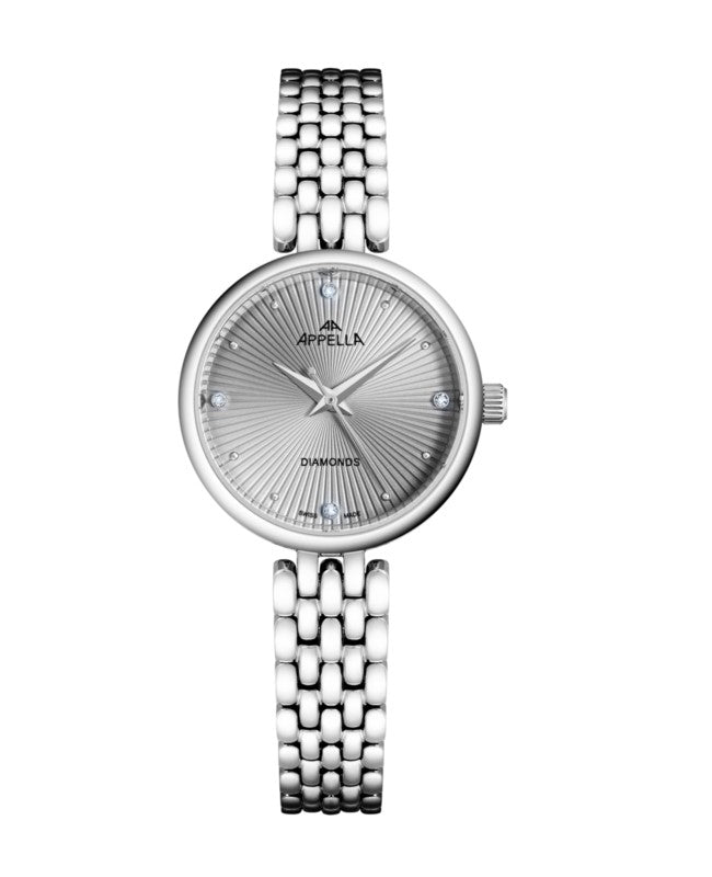 Ceas Appella, L50020.5147DQ, 29 mm, silver, cadran cu diamante (4 pietre)