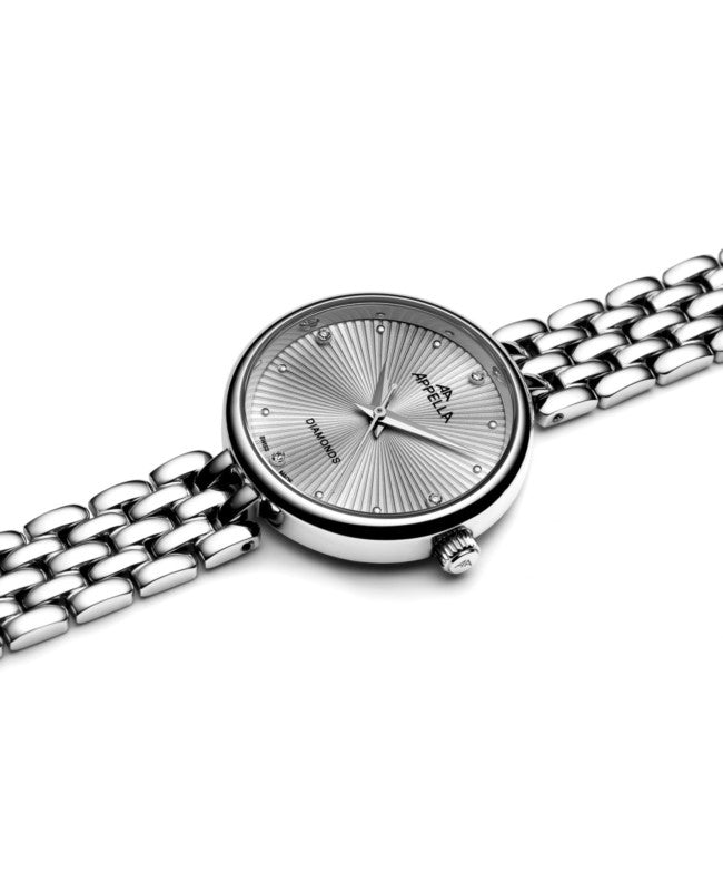 Ceas Appella, L50020.5147DQ, 29 mm, silver, cadran cu diamante (4 pietre)