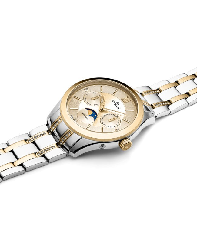 Ceas Appella, L50021.2161DQF, 36 mm, silver - gold, cadran cu diamante (3 pietre)