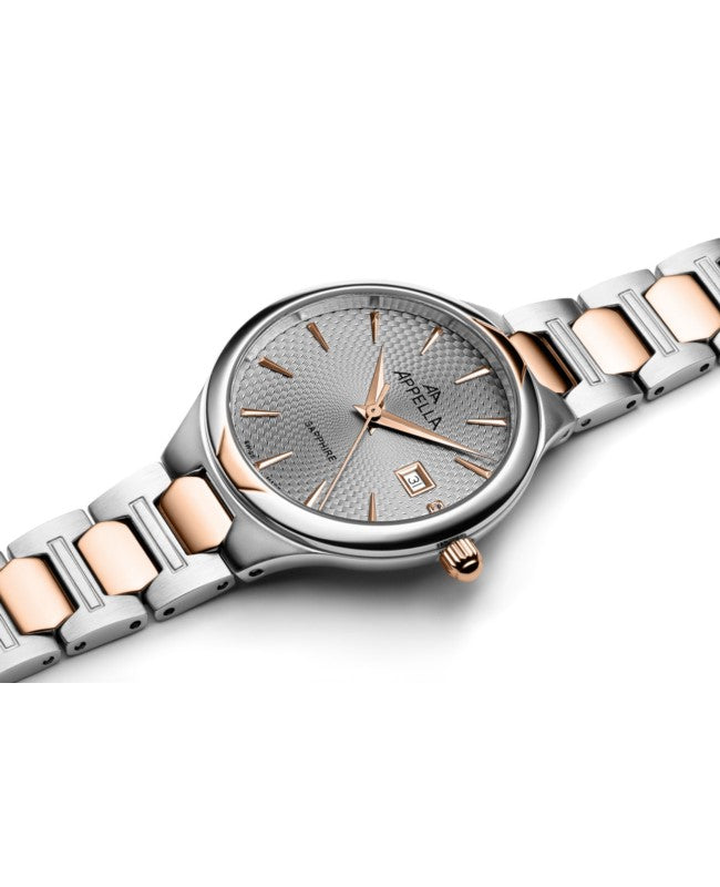 Ceas Appella, L50010.R117DQ, 31 mm, silver - rose gold, cadran cu diamante (1 piatră)