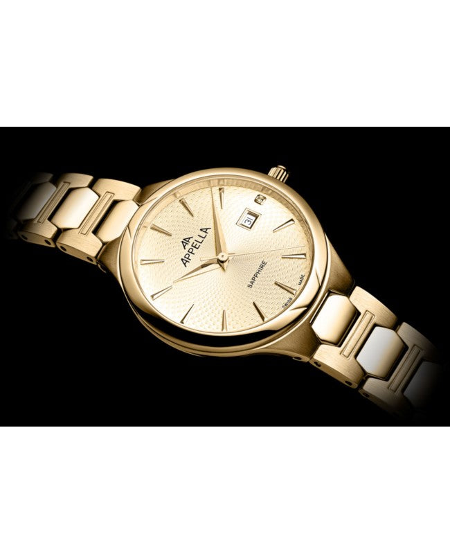 Ceas Appella, L50010.1111DQ, 31 mm, gold, cadran cu diamante (1 piatră)