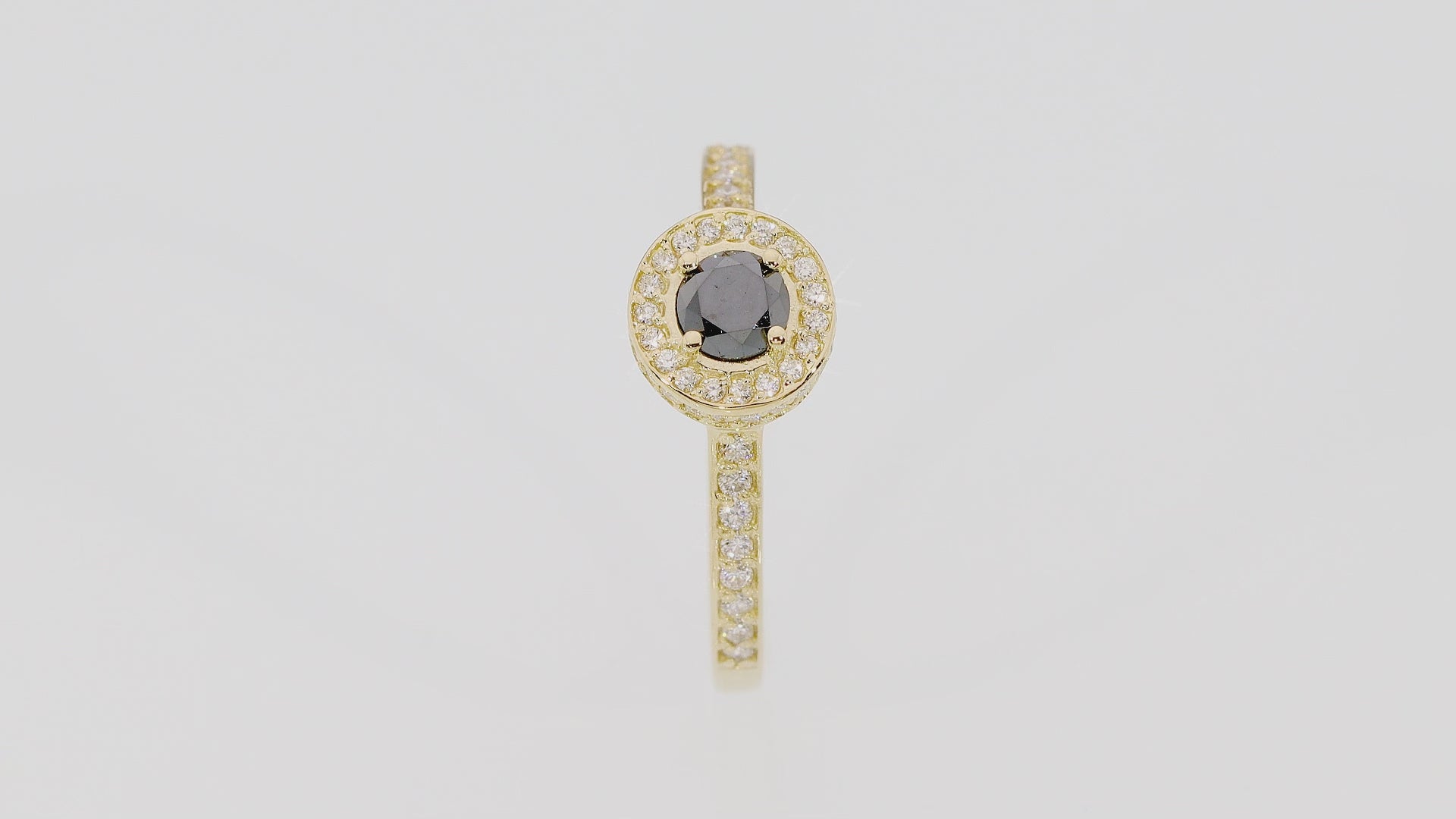 Inel Aur 14k cu Diamant Negru 0.30 ct si Diamante 0.34 ct