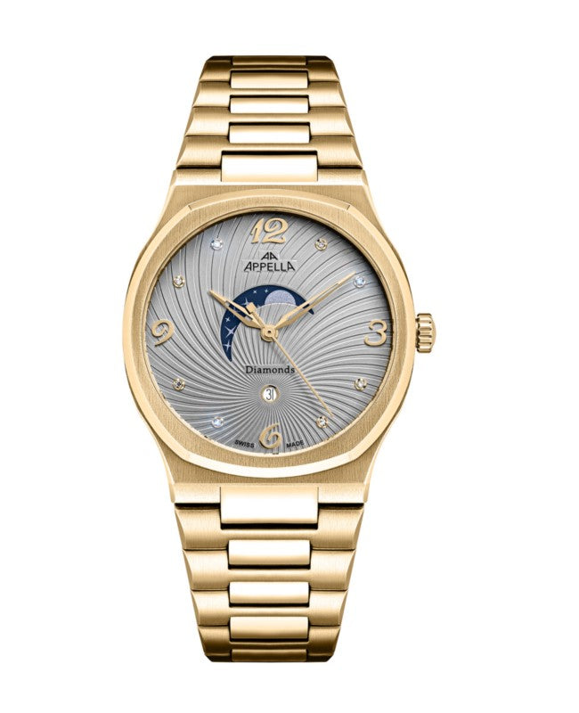 Ceas Appella, L32006.1177QD, 36,5 mm, gold, cadran cu diamante (8 pietre)