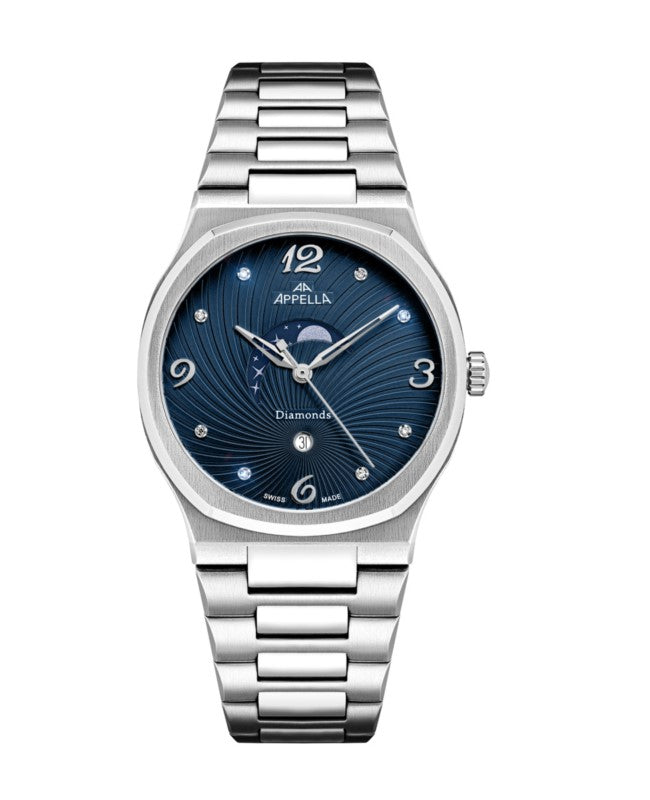 Ceas Appella, L32006.5175QD, 36,5 mm, silver, cadran cu diamante (8 pietre)