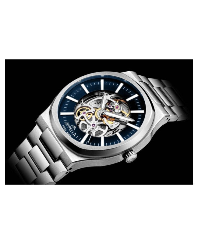 Ceas Appella, L12006.5115ASQ, 43 mm, silver, capac spate cu sticlă de safir