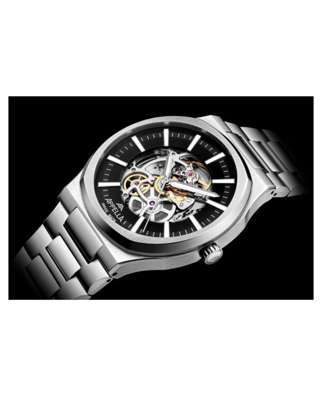 Ceas Appella, L12006.5114ASQ, 43 mm, silver, capac spate cu sticlă de safir