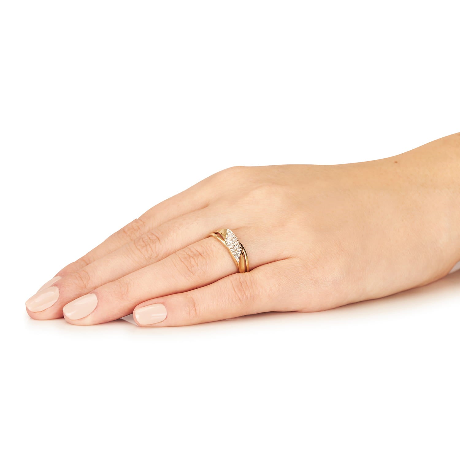 Inel de aur cu zirconi în formă de romb