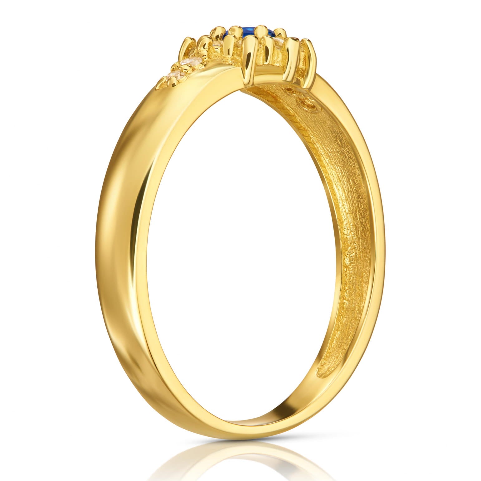Inel din Aur 8K cu Zirconiu și Floare Albastră